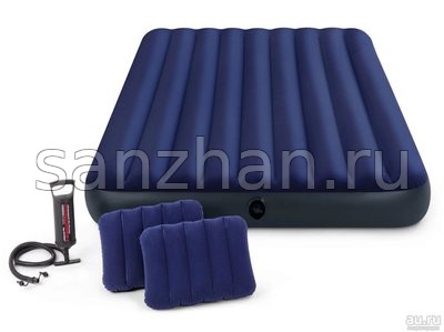 Матрас надувной Intex 64765, 152х203х25 см с насосом и подушками