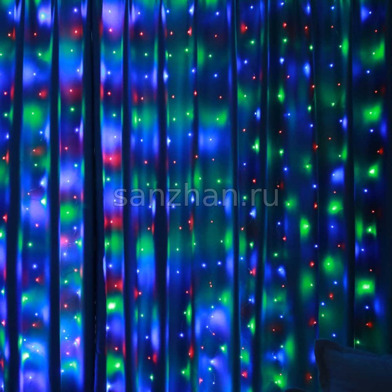 Уличная гирлянда занавес "Дождь" 2х2 м 1500 LED ламп (Разноцветный)