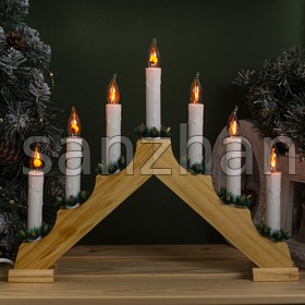Светильник "Рождественская горка" 7 свечей (Деревянный) живое пламя