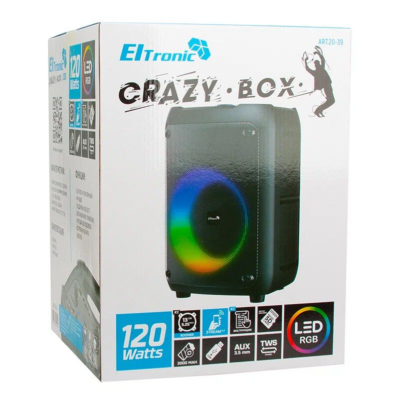 колонка ELTRONIC 20-39 CRAZY BOX 120 динамик 1шт/5.25" с TWS (12 Ватт)