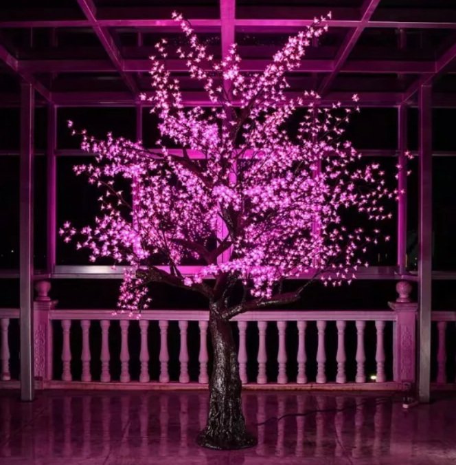 Светодиодное дерево Сакура 1,5 м, 240 LED с керамическим стволом (розовое)